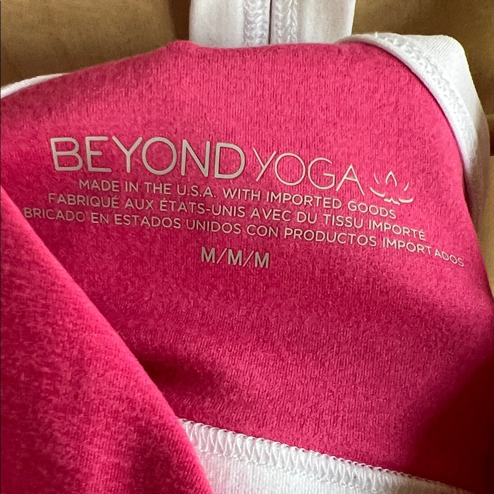 Beyond Yoga Pink and White Sports Bra - Picture 5 of 6